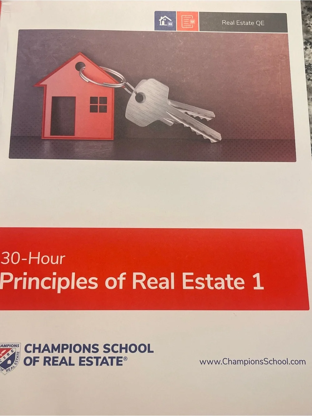 Champions School 30-Hour Principles of Real Estate 1 - Red and White Cover